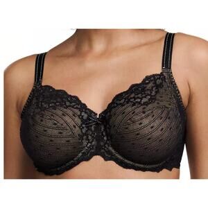 Chantelle Rive Gauche Full Coverage Unlined Black Bra Size 44 DD